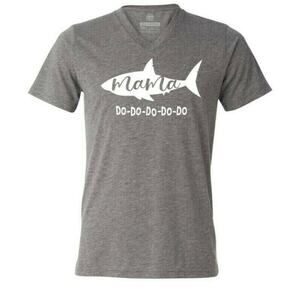 Mommy Mama Shark Do Do Do T-Shirt SUPER SOFT V-Neck Top NEW Summer Mothers Day S
